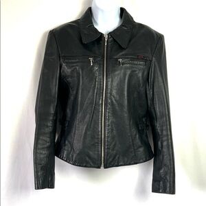 Guess black leather jacket size med